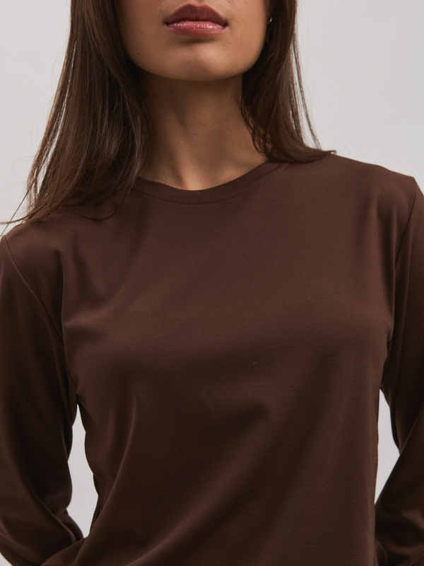 Bluzka longsleeve  z bawełny EARTH – brązowa