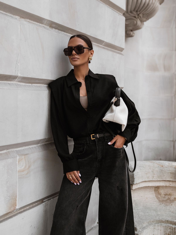 Koszula damska z wiskozy CLEO- czarna