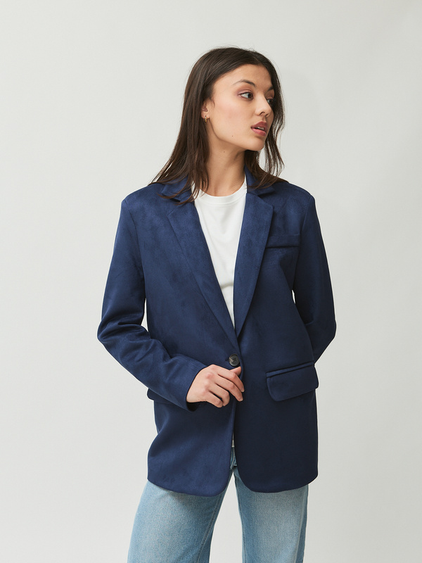 Marynarka damska zamszowa niebieska  CELESTE