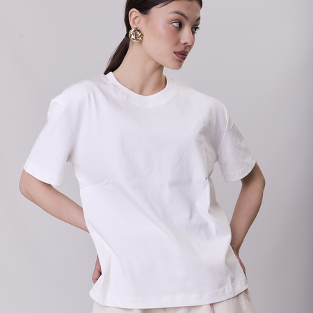 T-shirt damski bawełniany kremowy – ESSENTIAL