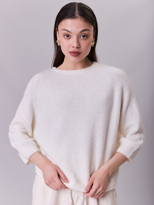 Sweter damski z alpaki ALPANO- kremowy 