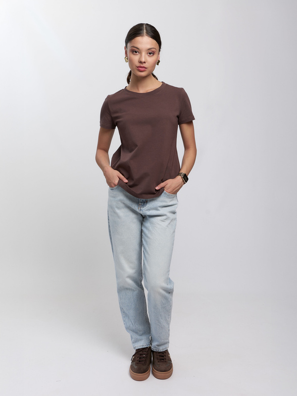 T-shirt damski brązowy krótki rękaw OAK