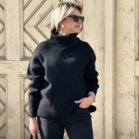 Golf damski wełniany AURA – czarny