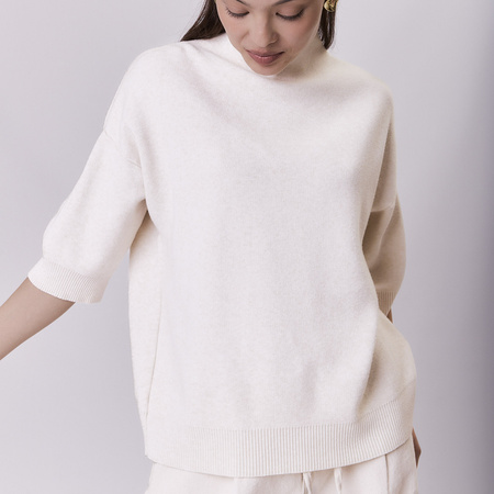 Sweter damski z wiskozy i kaszmiru kremowy MILANO