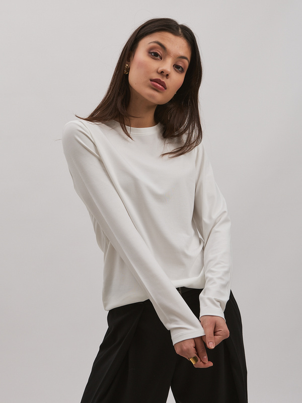 Bluzka longsleeve  z bawełny EARTH – kremowa