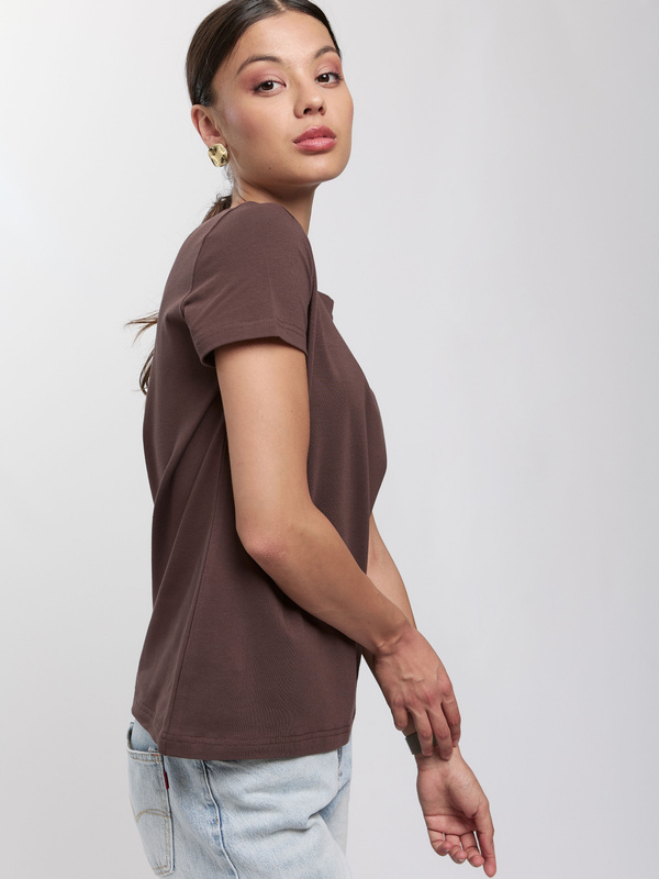T-shirt damski brązowy krótki rękaw OAK