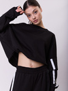 Komplet dresowy LINE black z bawełny – oversize z lampasami