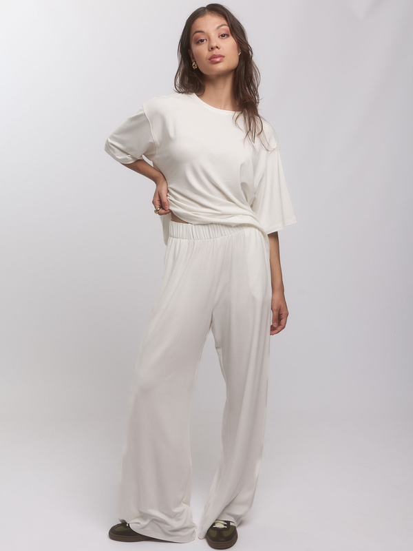 Komplet damski z wiskozy  CALMA– kremowy