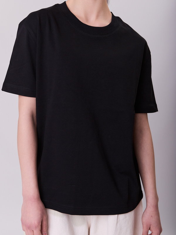 T-shirt damski bawełniany czarny – ESSENTIAL