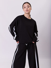 Komplet dresowy LINE black z bawełny – oversize z lampasami