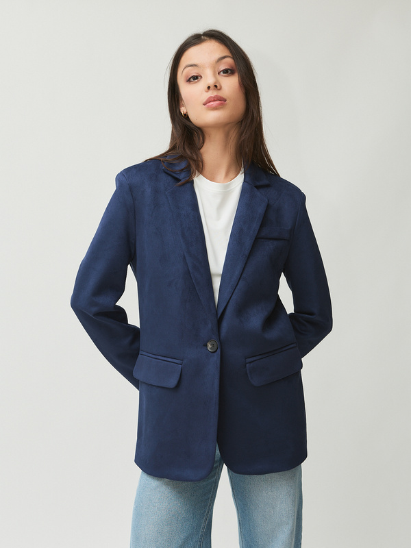 Marynarka damska zamszowa niebieska  CELESTE