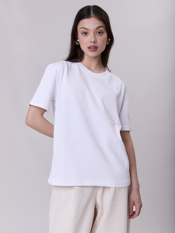 T-shirt damski bawełniany biały – ESSENTIAL