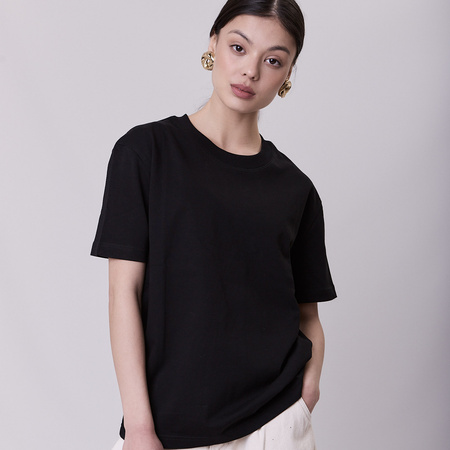 T-shirt damski bawełniany czarny – ESSENTIAL