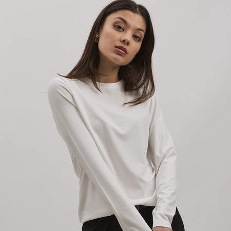 Bluzka longsleeve  z bawełny EARTH – kremowa