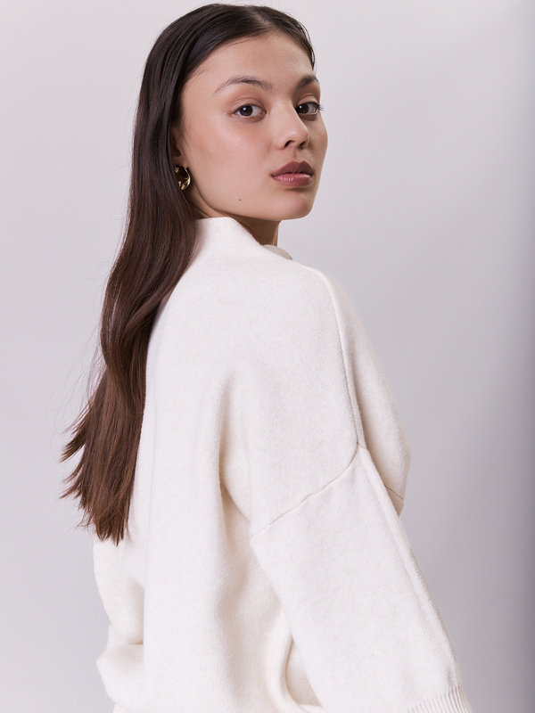 Sweter damski z wiskozy i kaszmiru  MILANO- kremowy