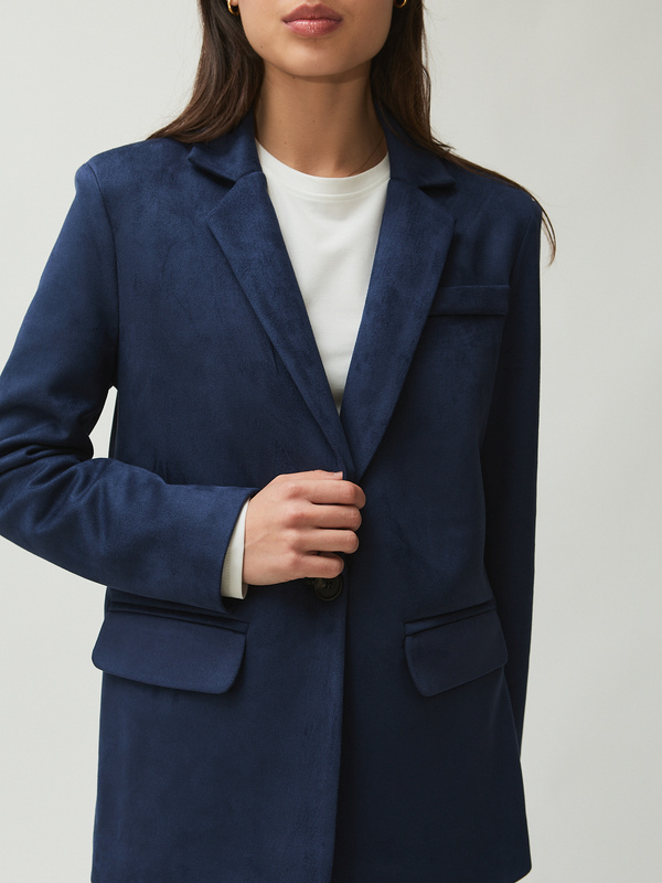 Marynarka damska zamszowa niebieska  CELESTE