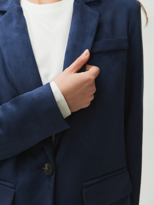 Marynarka damska zamszowa niebieska  CELESTE