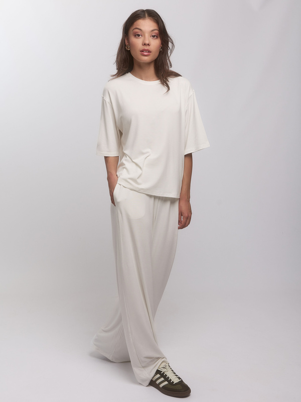 Komplet damski z wiskozy  CALMA– kremowy