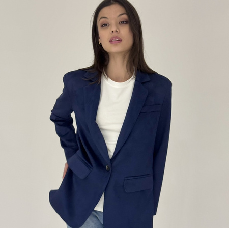 Marynarka damska zamszowa niebieska CELESTE