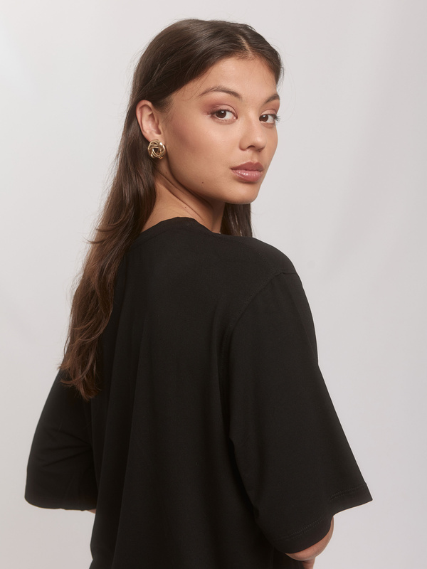 Komplet damski oversize z wiskozy – czarny zestaw CALMA