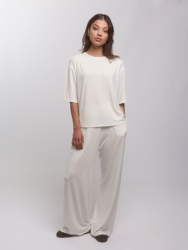Komplet damski z wiskozy  CALMA– kremowy