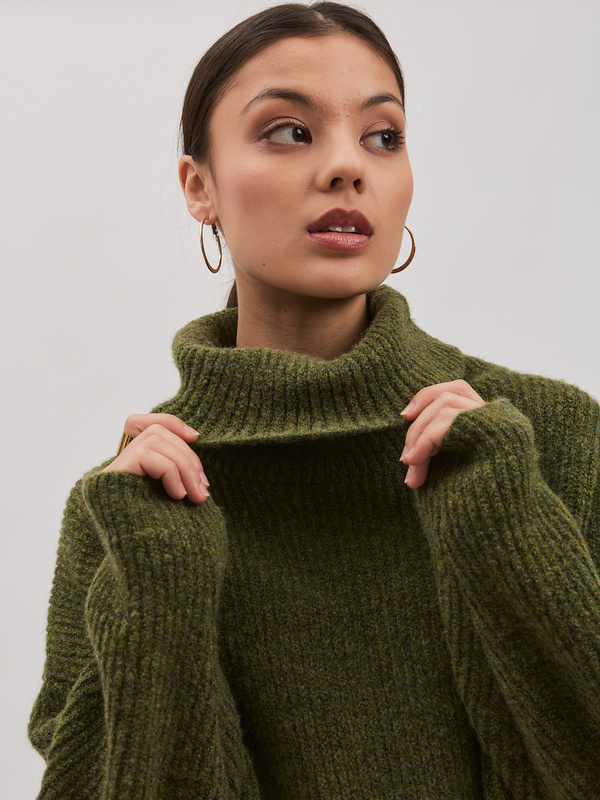 Golf damski wełniany AURA – khaki