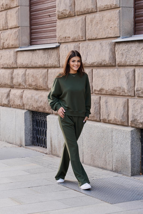 Komplet dresowy damski DUO z bawełny – khaki