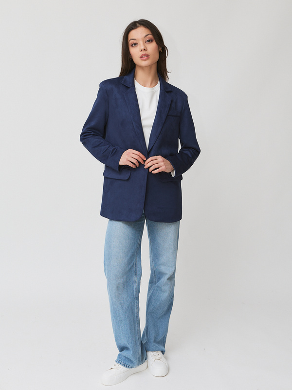 Marynarka damska zamszowa niebieska  CELESTE