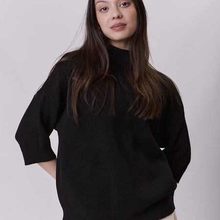 Sweter damski z wiskozy i kaszmiru czarny MILANO