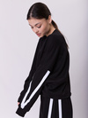 Komplet dresowy LINE black z bawełny – oversize z lampasami