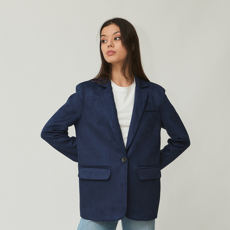 Marynarka damska zamszowa niebieska CELESTE