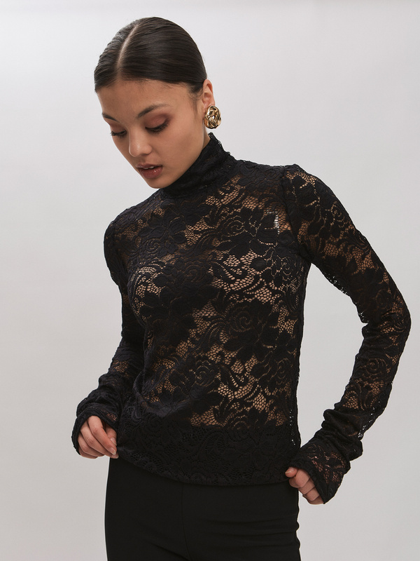 Bluzka koronkowa SOLENE- czarna