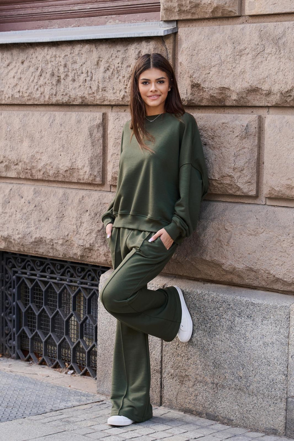 Komplet dresowy damski DUO z bawełny – khaki