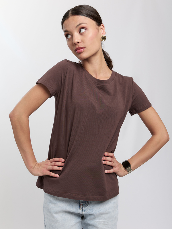 T-shirt damski brązowy krótki rękaw OAK
