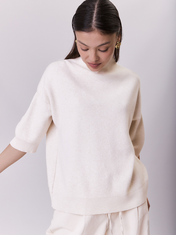 Sweter damski z wiskozy i kaszmiru  MILANO- kremowy