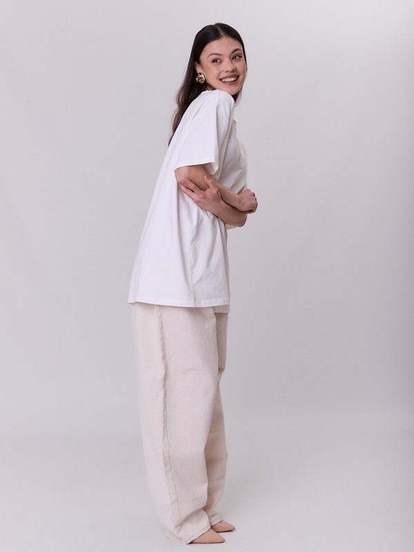 Kremowy T-shirt Oversize CLOUD