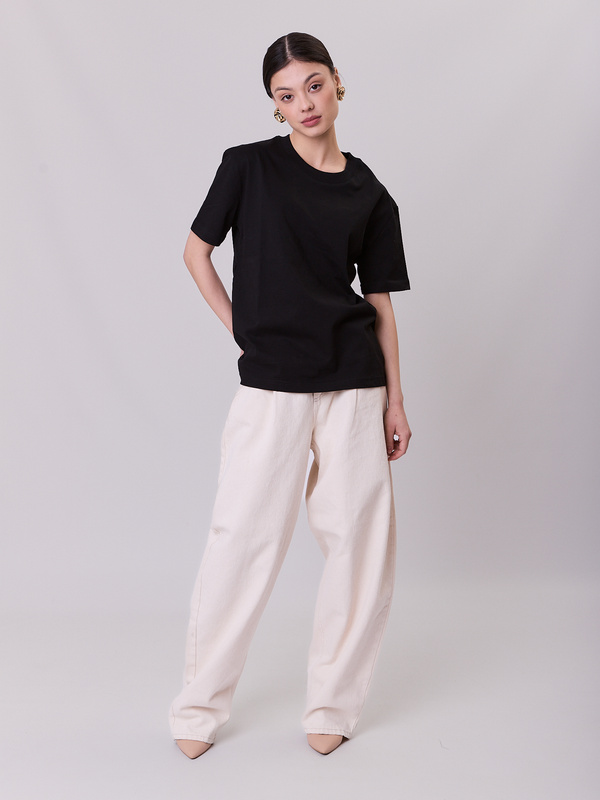 T-shirt damski bawełniany czarny – ESSENTIAL