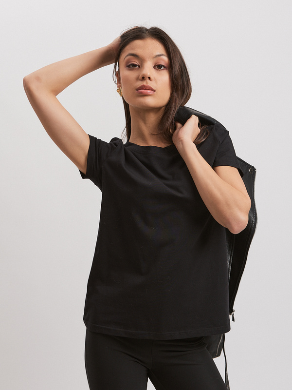 T-shirt damski czarny krótki rękaw OAK