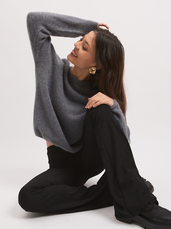 Sweter damski z alpaki i wełny szary MARE