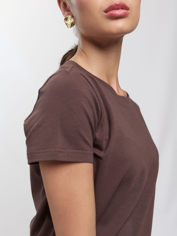 T-shirt damski brązowy krótki rękaw OAK