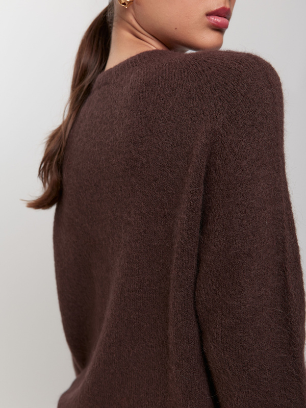 Sweter damski z alpaki i wełny MARE-brązowy