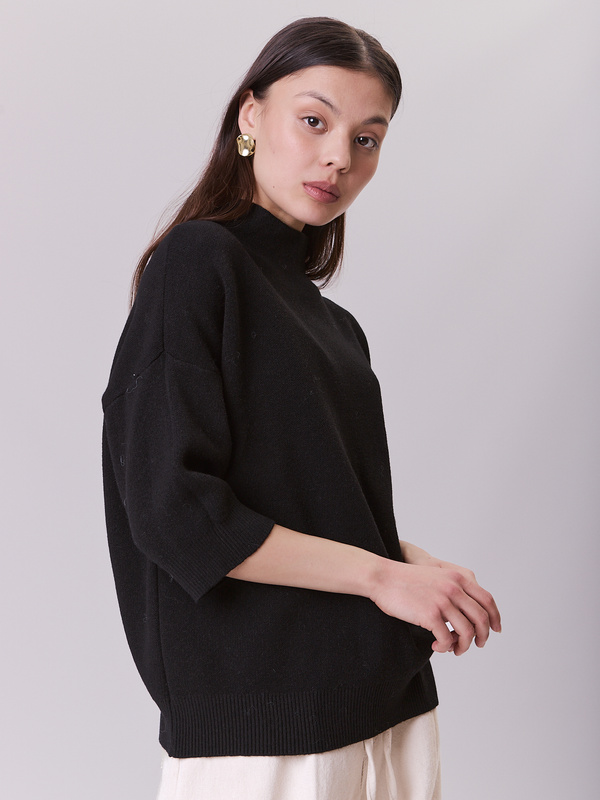Sweter damski z wiskozy i kaszmiru czarny MILANO