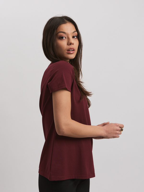 T-shirt damski bordowy krótki rękaw OAK