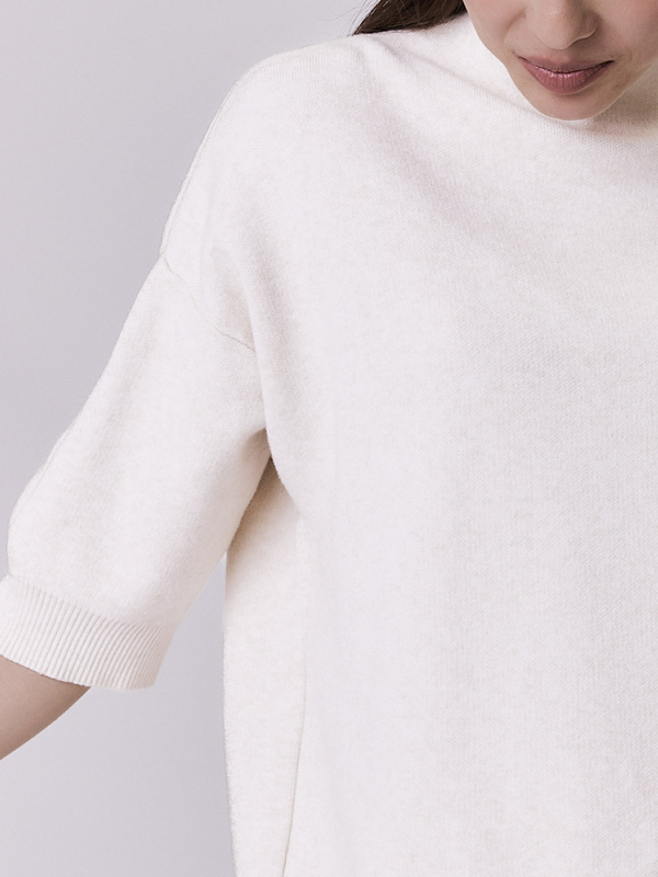 Sweter damski z wiskozy i kaszmiru  MILANO- kremowy