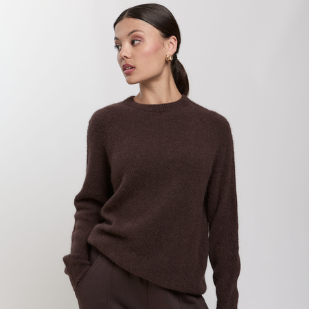 Sweter damski z alpaki i wełny MARE-brązowy
