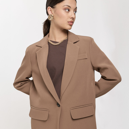 Klasyczna marynarka garniturowa damska jasny brąz SAVIA
