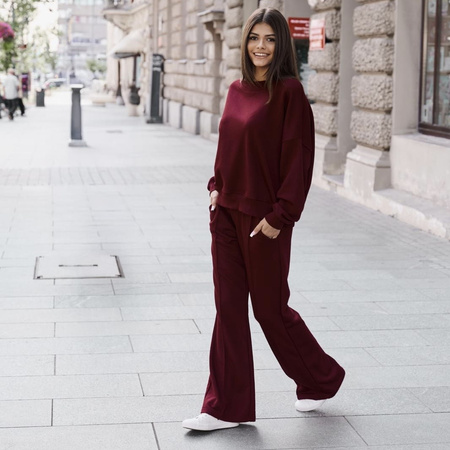 Komplet dresowy damski DUO z bawełny – bordowy