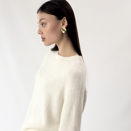 Sweter damski z alpaki i wełny  MARE- kremowy