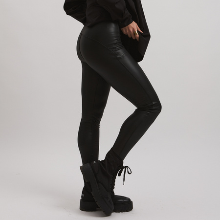 Legginsy skórzane woskowane LUMA – czarne