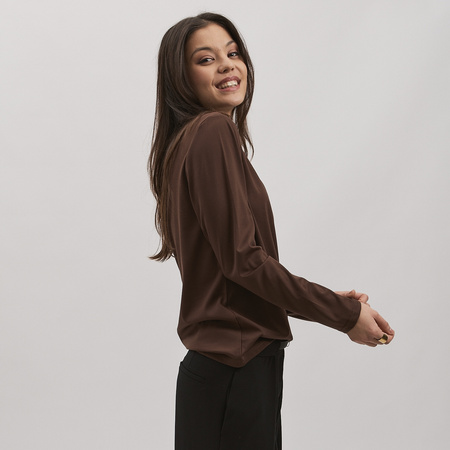 Bluzka longsleeve  z bawełny EARTH – brązowa
